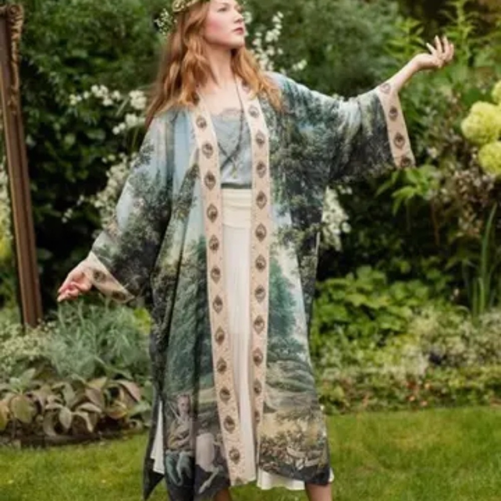 ⭐️New✨ Market of Stars Mythmaker Opera Duster Vintage Art Soft Kimono Robe - Picture 9 of 15